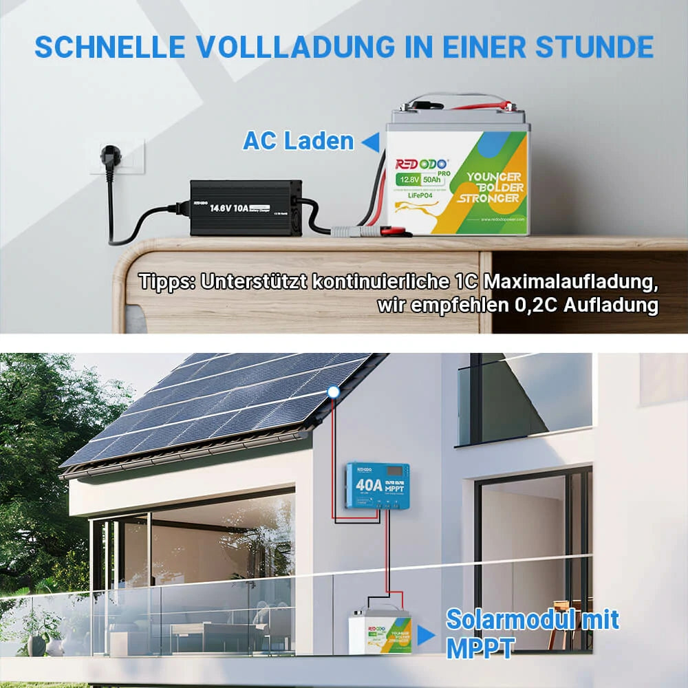 12V50Ah Pro LiFePO4 Batterie Schnellladung