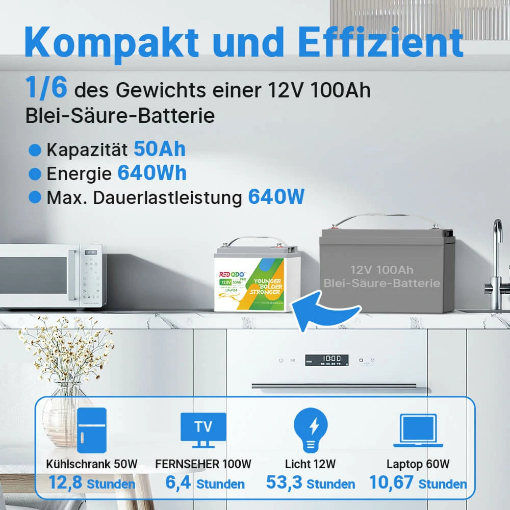 12V50Ah Pro LiFePO4 Batterie Lastleistung