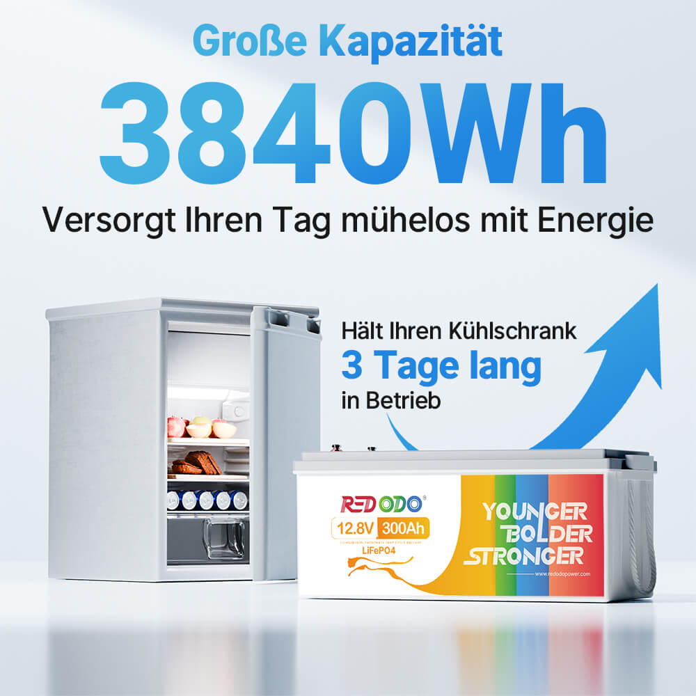 Redodo LifEPO4 12V 300AH Batterie de lithium à cycle profond | 3,84kwh et 2,56 kW