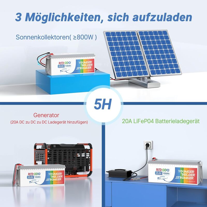 【Nur €479,99】Redodo 24V 100Ah LiFePO4 Batterie | 2,56kWh & 2,56kW redodopower-de