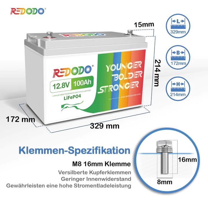 NEW】Redodo 12V 100Ah Mini LiFePO4 Batterie --Umsatzsteuerbefreiung